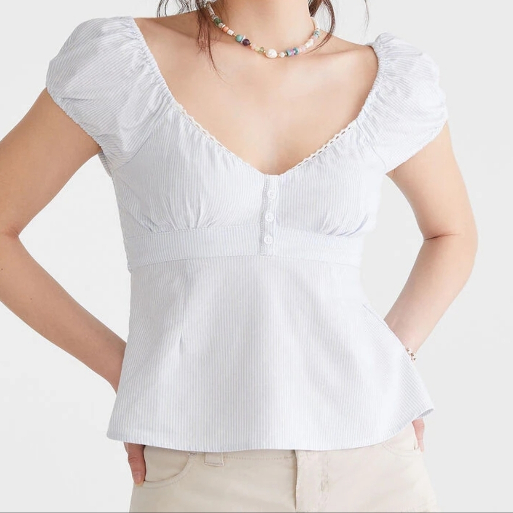 🔸️5 FOR $25 Aeropostale Light Blue Striped Top